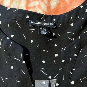 Hilary Radley Black Top with White Heart Design